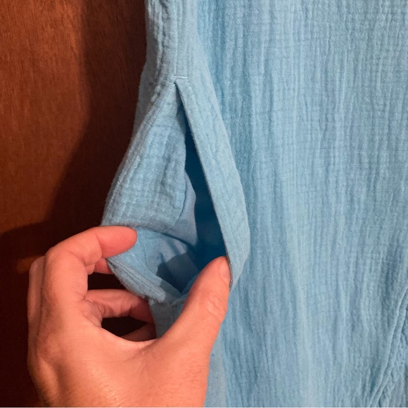 Habitat Cotton Sleeveless Blue Asymmetrical Dress Size Medium Midi 100% Cotton‎ - Picture 5 of 9